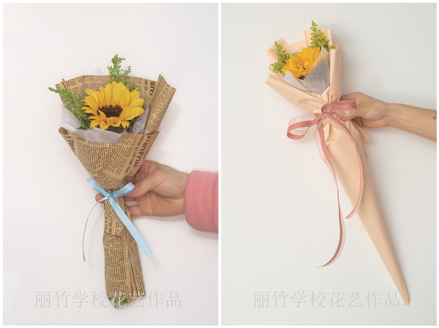小花束的包扎教程，南寧花藝學(xué)校準(zhǔn)備好了