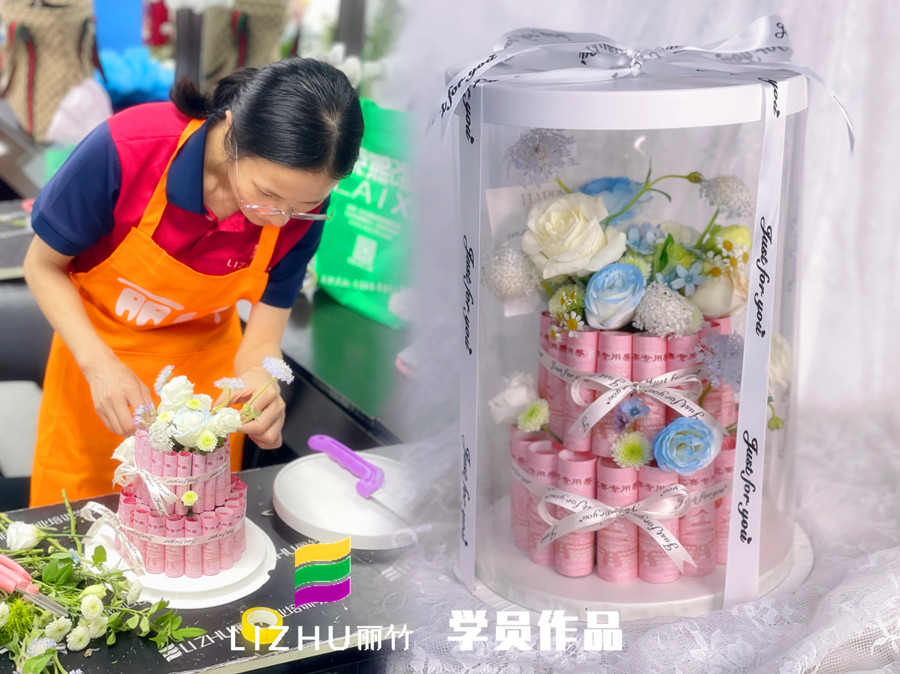 蛋糕花盒制作，南寧花藝學校課堂實訓