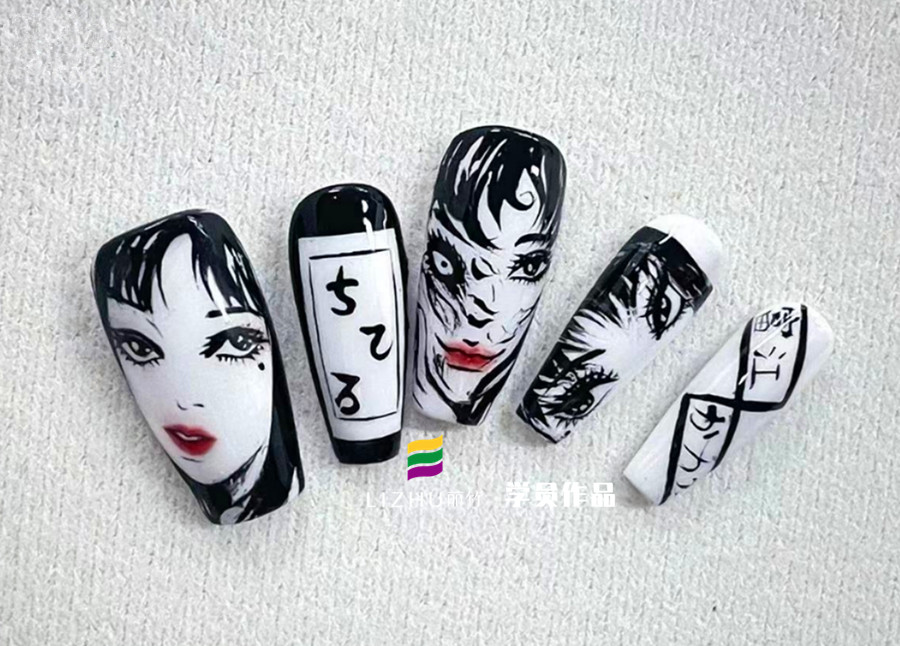 動漫《富江》美甲，廣西美甲實訓作品