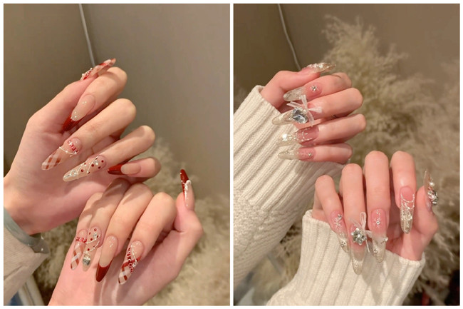 貼鉆長美甲，南寧美甲造型師學(xué)校收集整理