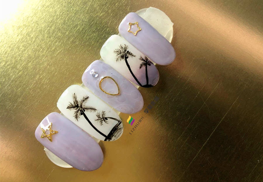 夏日椰樹美甲，零經驗在廣西學美甲學員作品