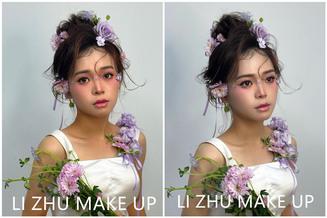 鮮花抽絲造型，南寧化妝高彩造型學(xué)校作品欣賞