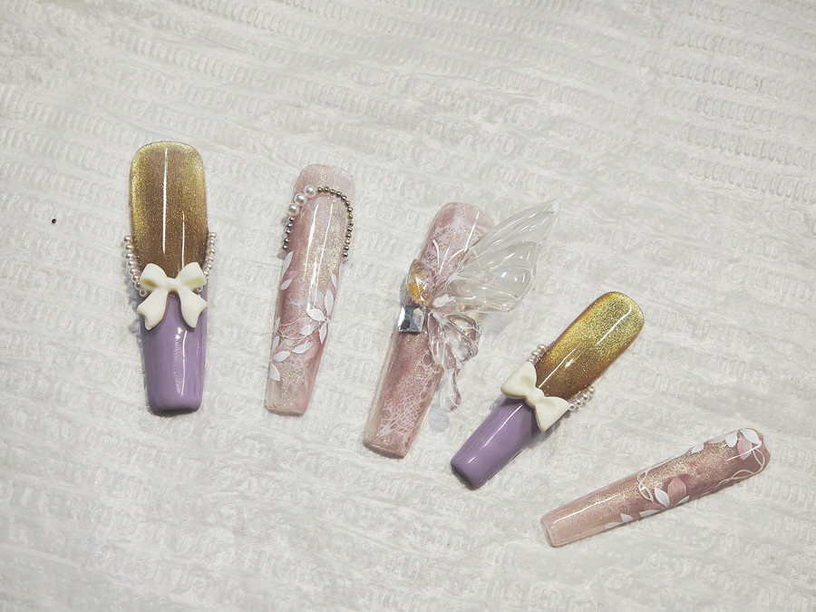 貓眼飾品蝴蝶美甲，南寧美甲培訓(xùn)新手教程
