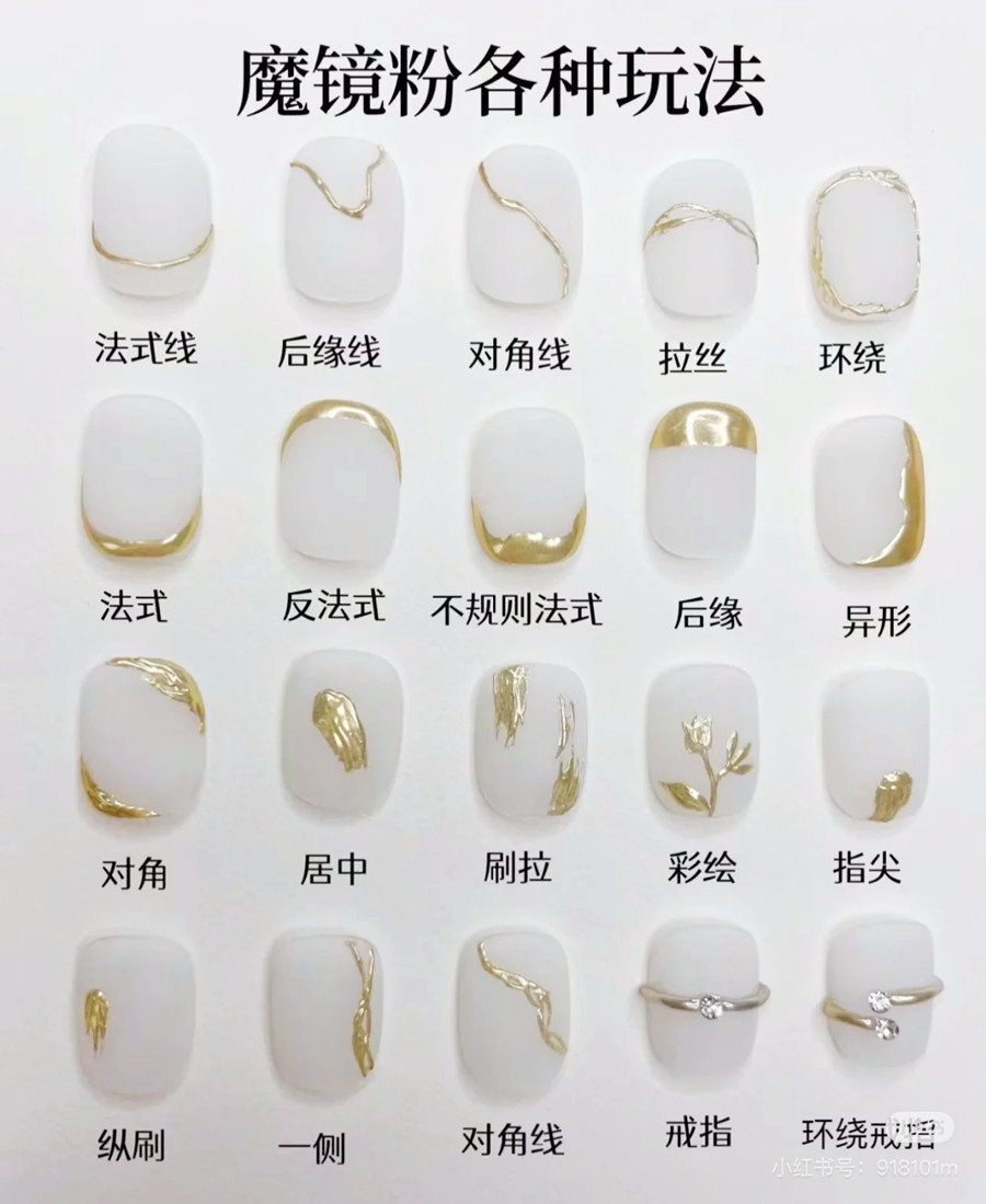 繪制不同魔鏡粉美甲的教程，廣西美甲師教學(xué)