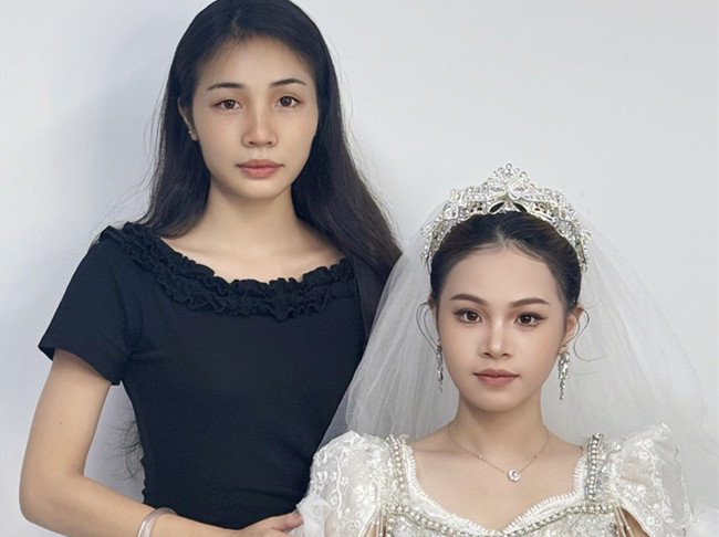婚禮新娘造型，南寧化妝高彩班學(xué)員作品